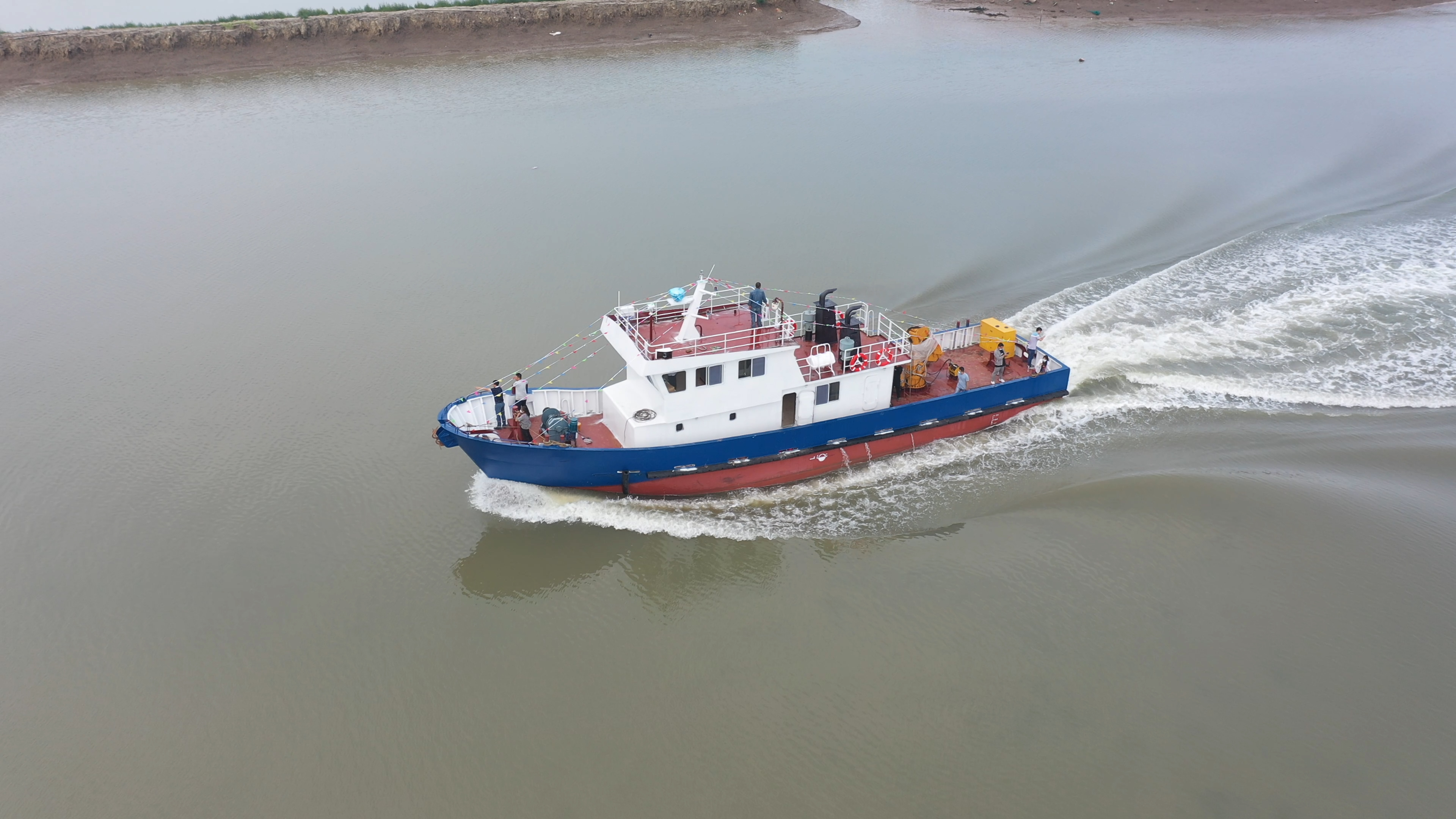 Barco de trabajo de inspección de barcaza con grúa de material de acero Grandsea de 24 m a la venta