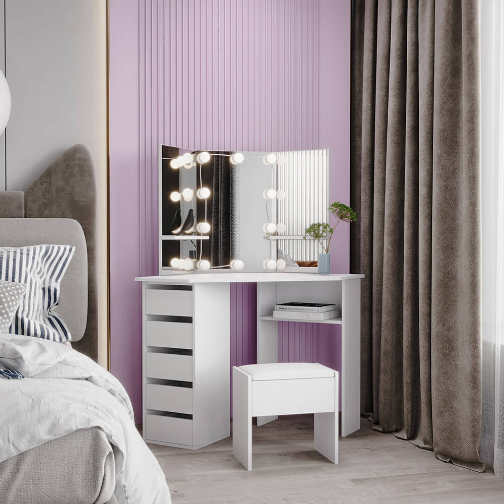 Tocador de esquina Escritorio de maquillaje