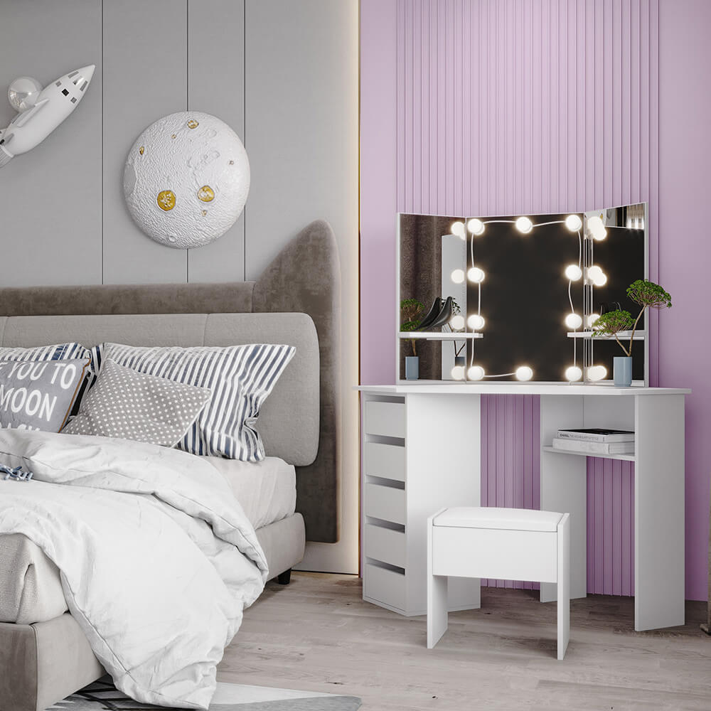 Tocador de esquina Escritorio de maquillaje