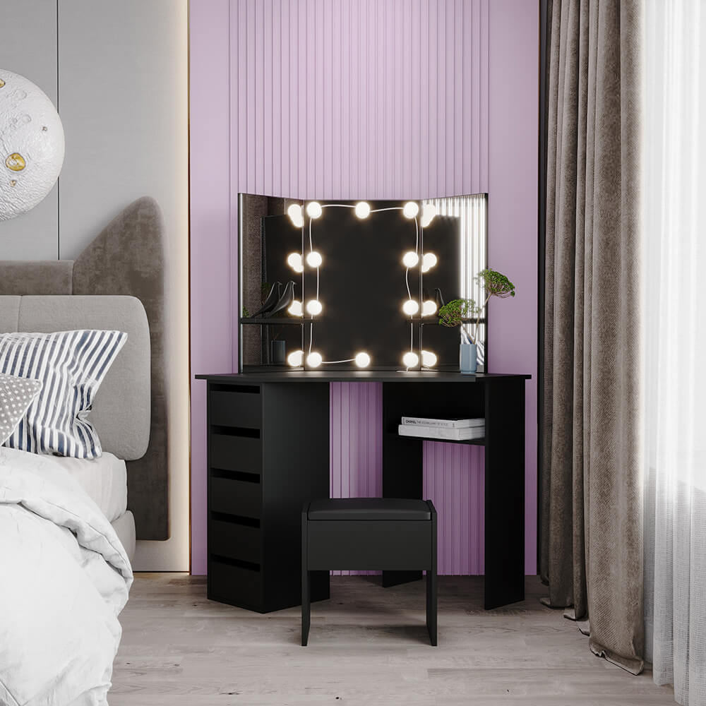 Tocador de esquina Escritorio de maquillaje