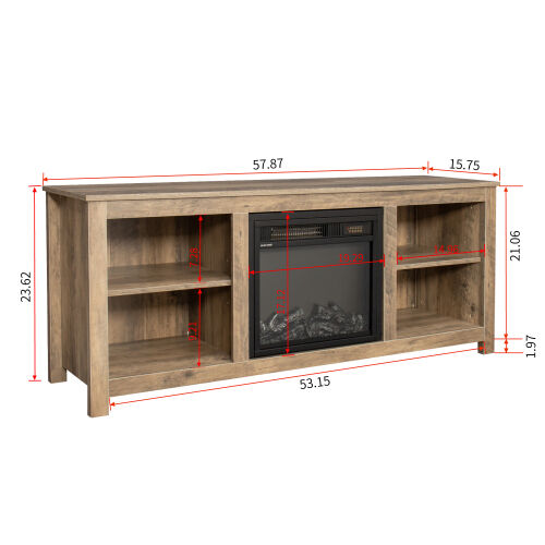Mueble para TV Classic 4 Cubby Fireplace, roble rústico