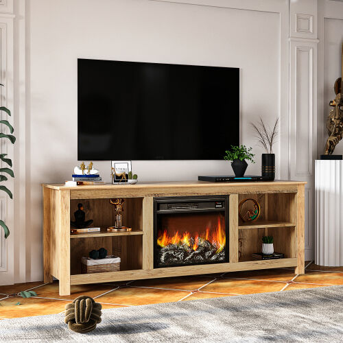 Mueble para TV Classic 4 Cubby Fireplace, roble rústico