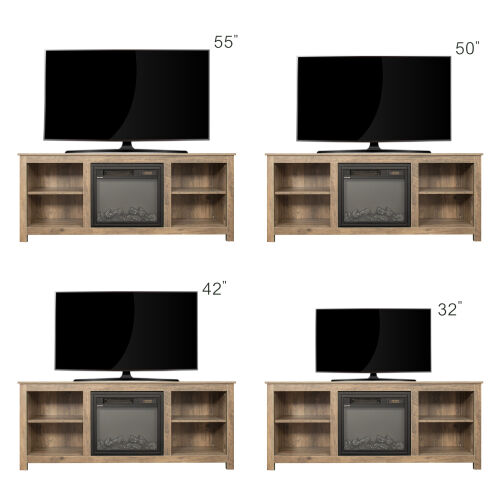 Mueble para TV Classic 4 Cubby Fireplace, roble rústico