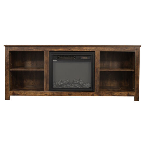 Mueble de TV clásico con 4 cubículos para chimenea, roble oscuro rústico