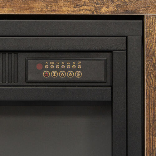 Mueble de TV clásico con 4 cubículos para chimenea, roble oscuro rústico