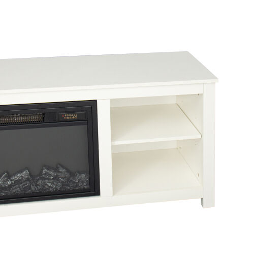Mueble para TV con chimenea Classic 4 Cubby, blanco