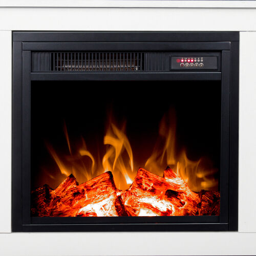 Mueble para TV con chimenea Classic 4 Cubby, blanco