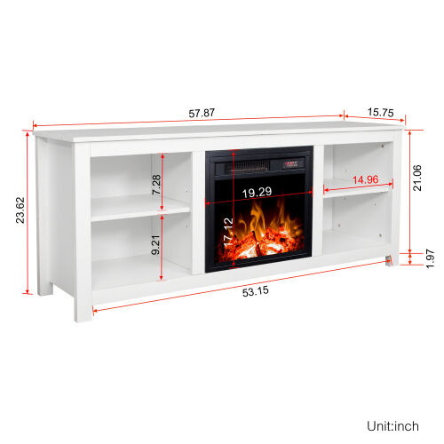 Mueble para TV con chimenea Classic 4 Cubby, blanco