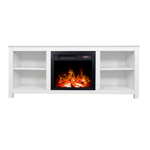 Mueble para TV con chimenea Classic 4 Cubby, blanco