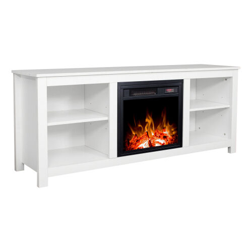 Mueble para TV con chimenea Classic 4 Cubby, blanco