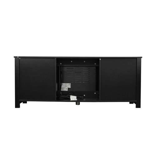 Mueble de TV clásico con 4 cubos para chimenea, negro