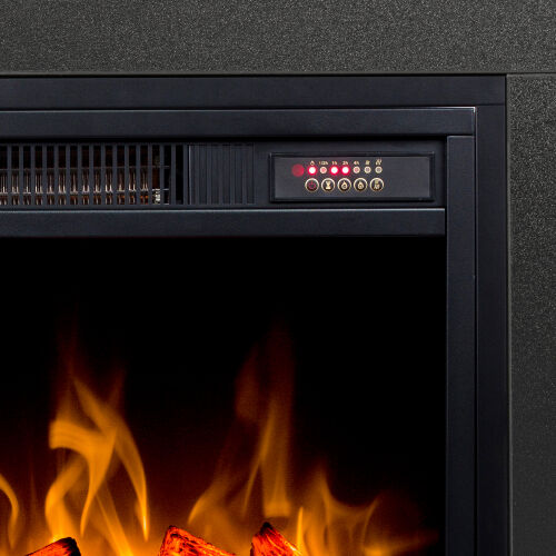 Mueble de TV clásico con 4 cubos para chimenea, negro