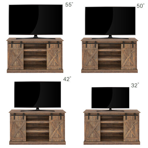 Consola de medios de pantalla plana Mesa Gabinete de almacenamiento Puerta de granero Soporte de TV para TV de hasta 65 pulgadas
