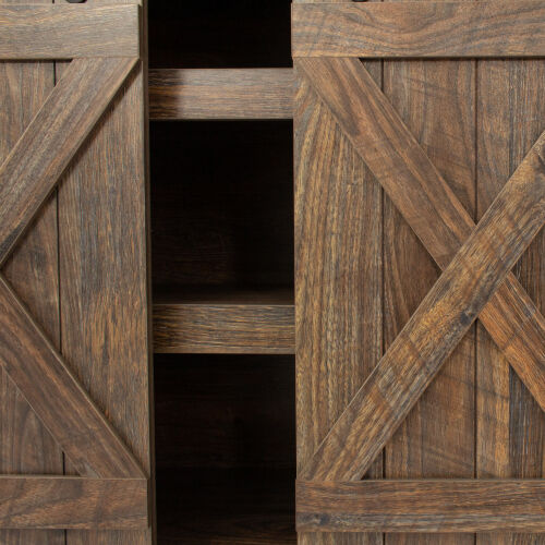 Consola de medios de pantalla plana Mesa Gabinete de almacenamiento Puerta de granero Soporte de TV para TV de hasta 65 pulgadas