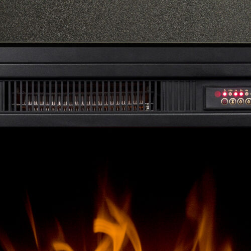 Soporte de TV para chimenea, consola multimedia de centro de entretenimiento de madera con almacenamiento, negro