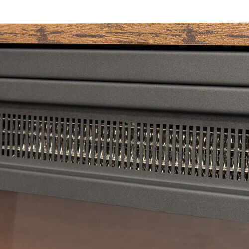 Consola de TV con chimenea eléctrica, roble oscuro rústico