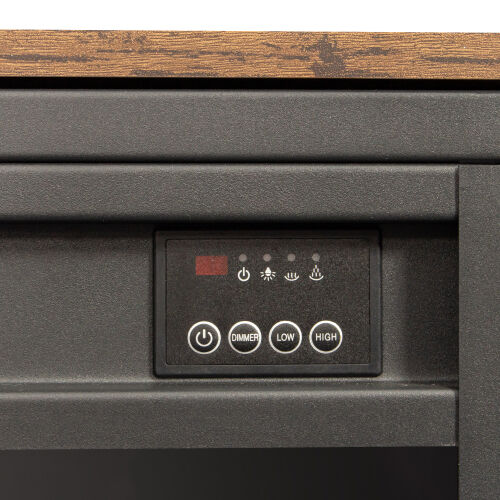 Consola de TV con chimenea eléctrica, roble oscuro rústico