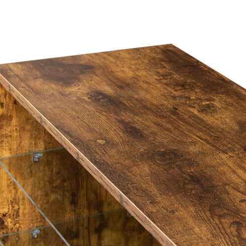 Consola de TV con chimenea eléctrica, roble oscuro rústico