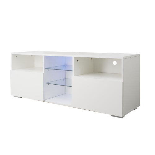Mueble de TV minimalista moderno Sala de estar con luces LED de 20 colores