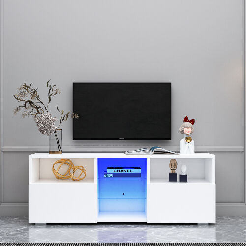Mueble de TV minimalista moderno Sala de estar con luces LED de 20 colores