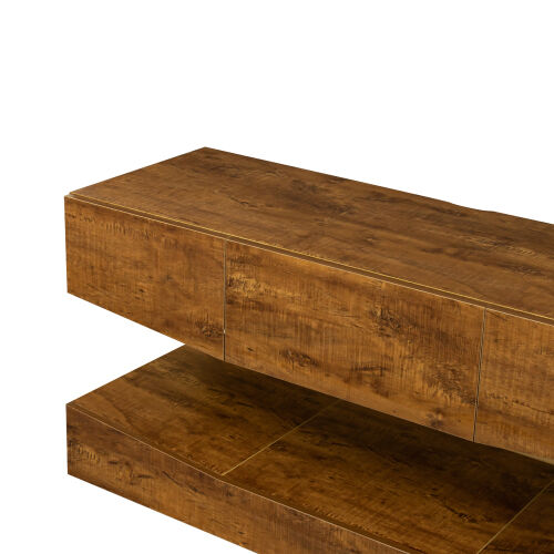 Mueble de TV de MDF MONTADO EN LA PARED con tres cajones y luces LED, nogal