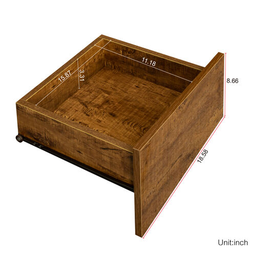 Mueble de TV de MDF MONTADO EN LA PARED con tres cajones y luces LED, nogal