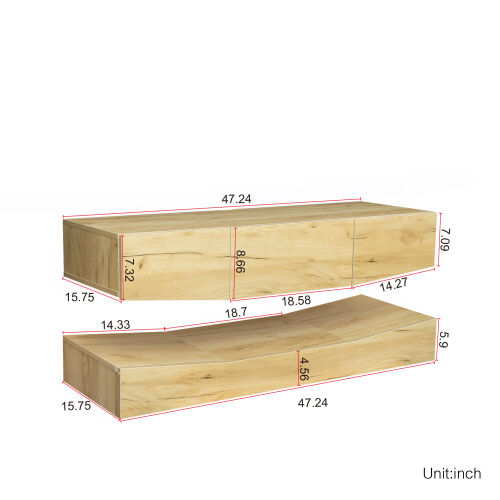 Mueble de TV de MDF UP And Down MONTADO EN LA PARED con tres cajones y luces LED, ROBLE