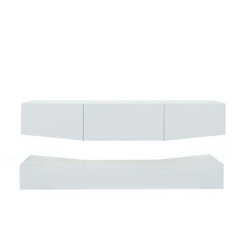 Soporte de TV LED para TV de 55 Pulgadas, Centro de Entretenimiento Moderno con Luces LED, Consola de Muebles de TV y Medios para Debajo de TV Sala de Juegos Dormitorio,Blanco