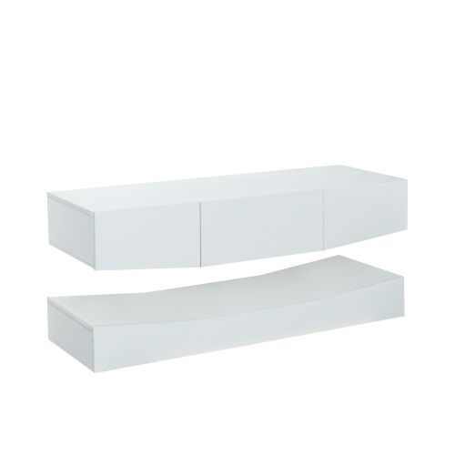 Soporte de TV LED para TV de 55 Pulgadas, Centro de Entretenimiento Moderno con Luces LED, Consola de Muebles de TV y Medios para Debajo de TV Sala de Juegos Dormitorio,Blanco