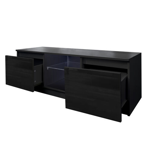 Mueble de TV al por mayor Soporte de TV negro con luces LED