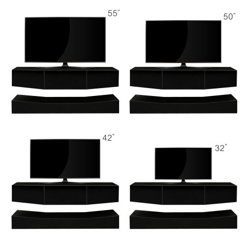 Soporte de TV LED para TV de 55 Pulgadas, Centro de Entretenimiento Moderno con Luces LED, Consola de Muebles de TV y Medios para Debajo de TV Sala de Juegos Dormitorio,Black