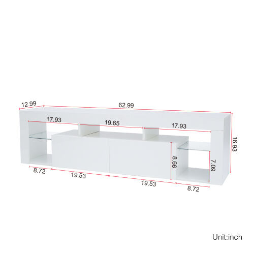 MUEBLES Y ALFOMBRAS Soporte de TV LED Montado en la pared Soporte de TV flotante de 63" (Blanco)