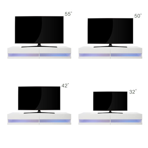 180 Mueble de TV flotante de 80" montado en la pared con 20 LED de colores Blanco