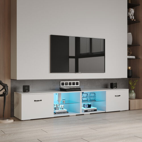 Mueble de TV con luz LED, mueble de TV blanco