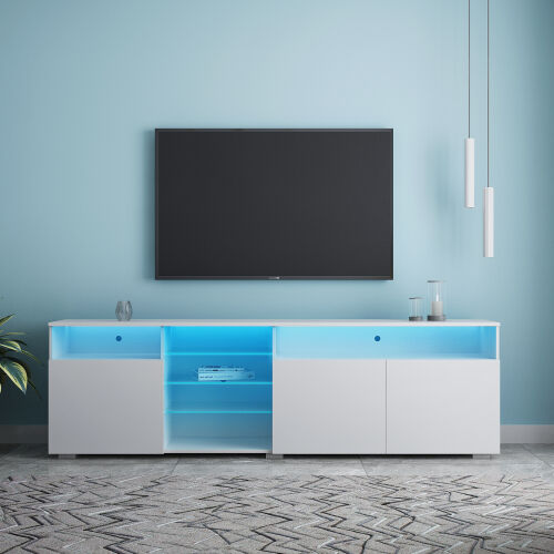 Soporte de TV Puertas de alto brillo Soporte de TV moderno LED, blanco