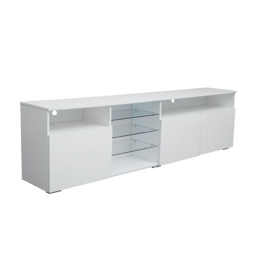 Soporte de TV Puertas de alto brillo Soporte de TV moderno LED, blanco