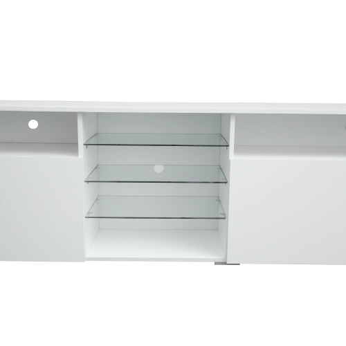 Soporte de TV Puertas de alto brillo Soporte de TV moderno LED, blanco