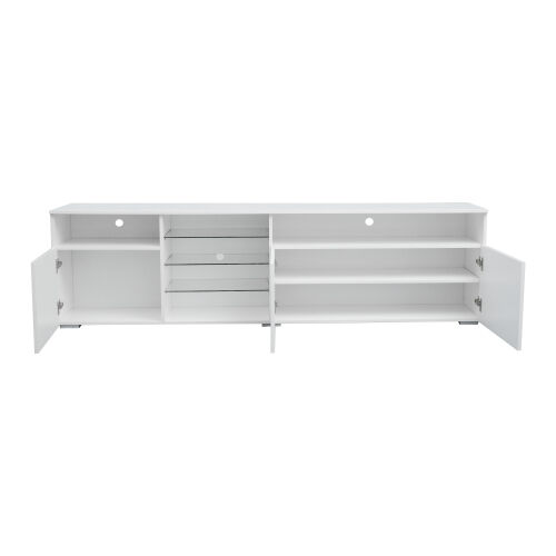 Soporte de TV Puertas de alto brillo Soporte de TV moderno LED, blanco