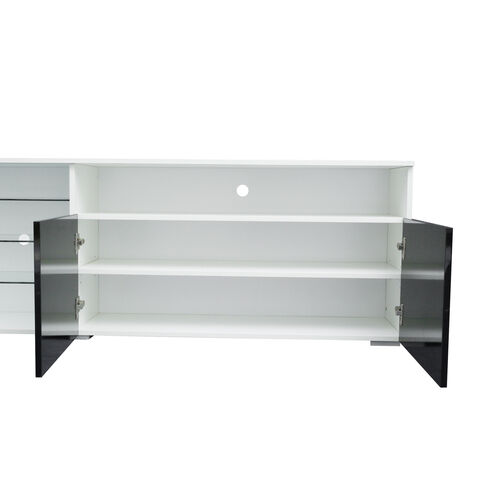 Soporte de TV Puertas de alto brillo Soporte de TV moderno LED, blanco/negro