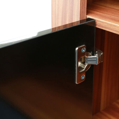 Soporte moderno para TV de 57" Cuerpo mate Frentes de alto brillo con 16 colores LED, grano de madera