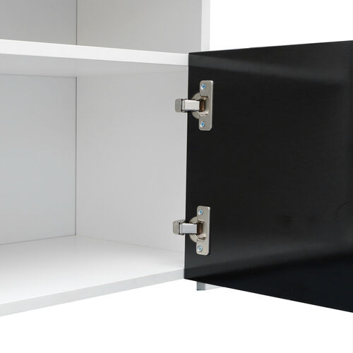 Soporte moderno para TV de 57" con cuerpo mate y frentes de alto brillo con 16 LED de color, blanco/negro