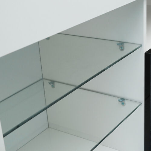 Soporte moderno para TV de 57" con cuerpo mate y frentes de alto brillo con 16 LED de color, blanco/negro