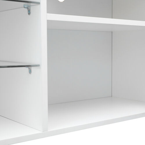 Soporte moderno para TV de 57" con cuerpo mate y frentes de alto brillo con 16 LED de color, blanco/negro