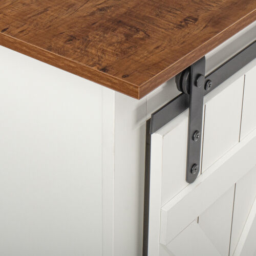 Soporte de TV con puerta de granero corrediza Farmhouse para TV de hasta 65 pulgadas, nogal