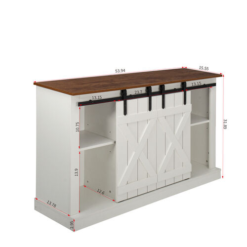 Soporte de TV con puerta de granero corrediza Farmhouse para TV de hasta 65 pulgadas, nogal