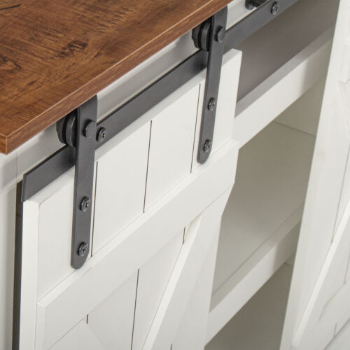 Soporte de TV con puerta de granero corrediza Farmhouse para TV de hasta 65 pulgadas, nogal