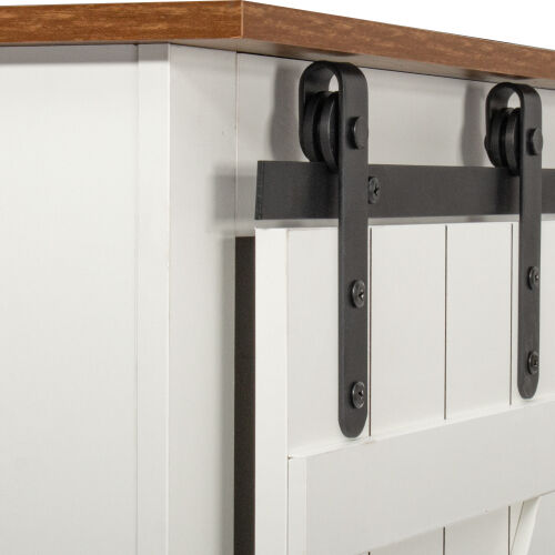 Soporte de TV con puerta de granero corrediza Farmhouse para TV de hasta 65 pulgadas, nogal