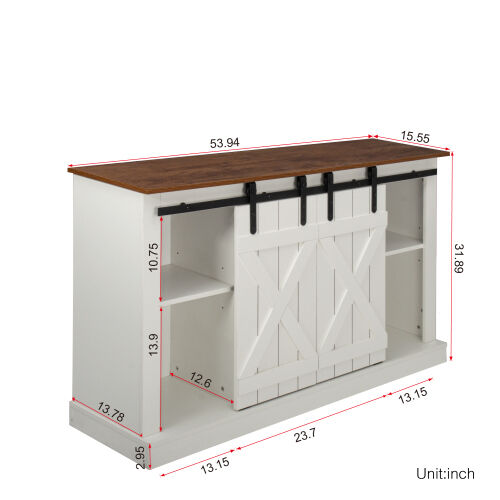 Soporte de TV con puerta de granero corrediza Farmhouse para TV de hasta 65 pulgadas, nogal