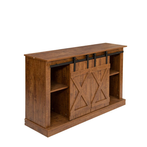 Soporte para TV con puerta de granero corrediza Farmhouse para TV de hasta 65 pulgadas, color blanco