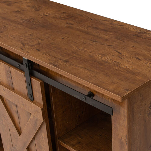 Soporte para TV con puerta de granero corrediza Farmhouse para TV de hasta 65 pulgadas, color blanco